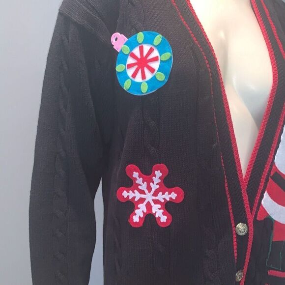 Vintage Jantzen Christmas Santa Holiday Button Down Cardigan Sweater Size XL - Picture 5 of 15